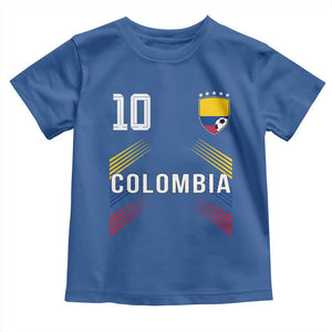 Colombia Soccer Sports Graphic Number 10 Jersey Style Toddler T Shirt Proud Colombian Football Fans Game Day Pride TS02 Royal Blue Print Your Wear