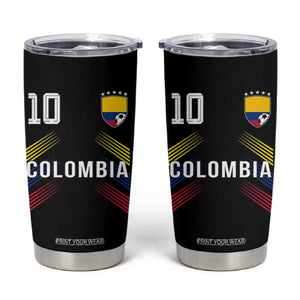 Colombia Soccer Sports Graphic Number 10 Jersey Style Tumbler Cup Proud Colombian Football Fans Game Day Pride TS02 Black Print Your Wear