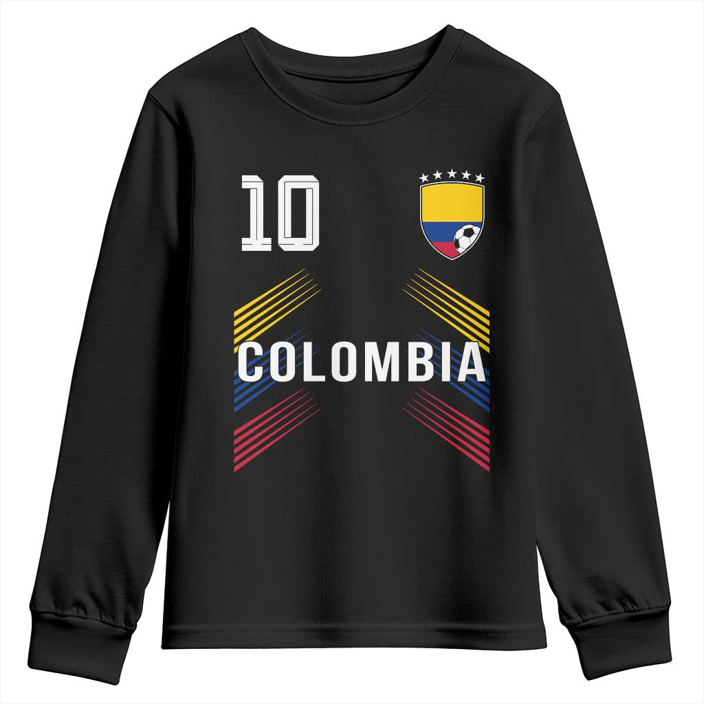 Colombia Soccer Sports Graphic Number 10 Jersey Style Youth Sweatshirt Proud Colombian Football Fans Game Day Pride TS02 Black Print Your Wear