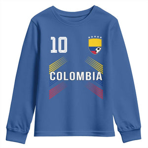 Colombia Soccer Sports Graphic Number 10 Jersey Style Youth Sweatshirt Proud Colombian Football Fans Game Day Pride TS02 Royal Blue Print Your Wear