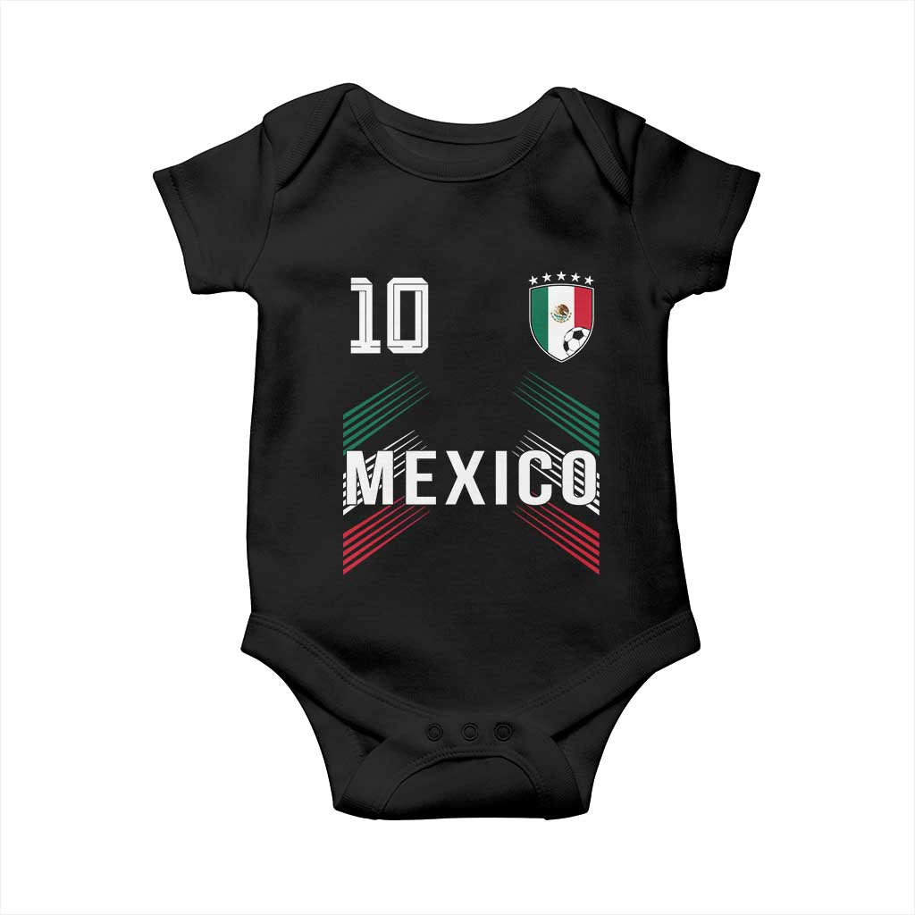 Mexico Soccer Sports Graphic Number 10 Jersey Style Baby Onesie Proud Mexican Football Fans Game Day Pride TS02 Black Print Your Wear