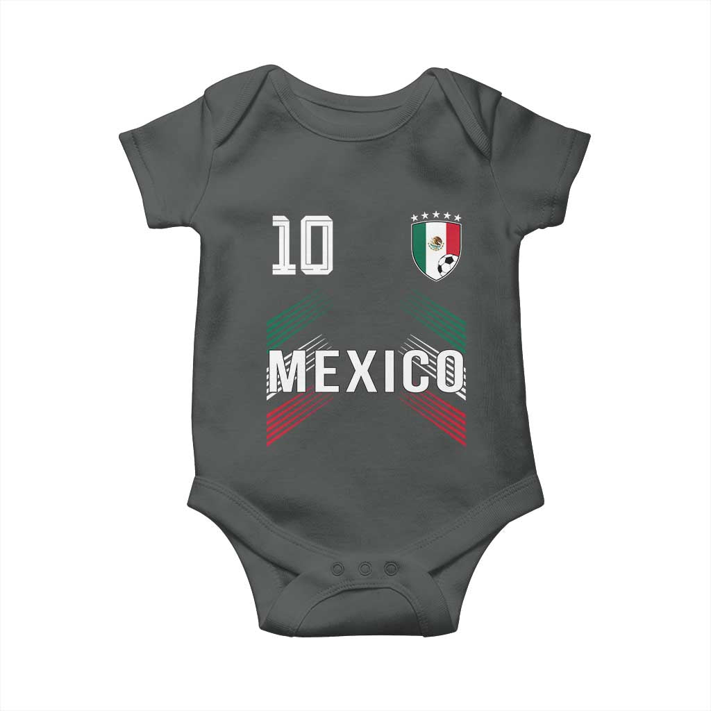 Mexico Soccer Sports Graphic Number 10 Jersey Style Baby Onesie Proud Mexican Football Fans Game Day Pride TS02 Dark Heather Print Your Wear