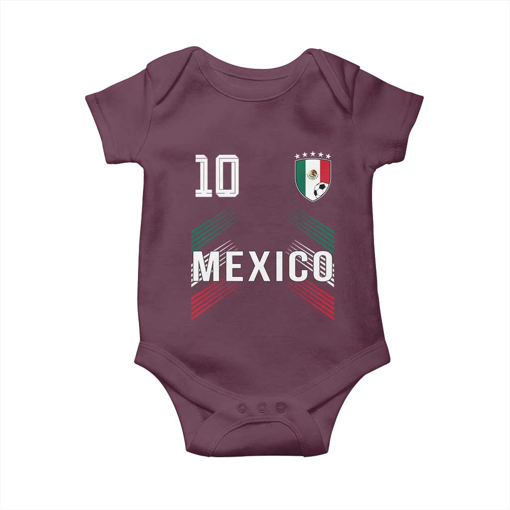 Mexico Soccer Sports Graphic Number 10 Jersey Style Baby Onesie Proud Mexican Football Fans Game Day Pride TS02 Maroon Print Your Wear