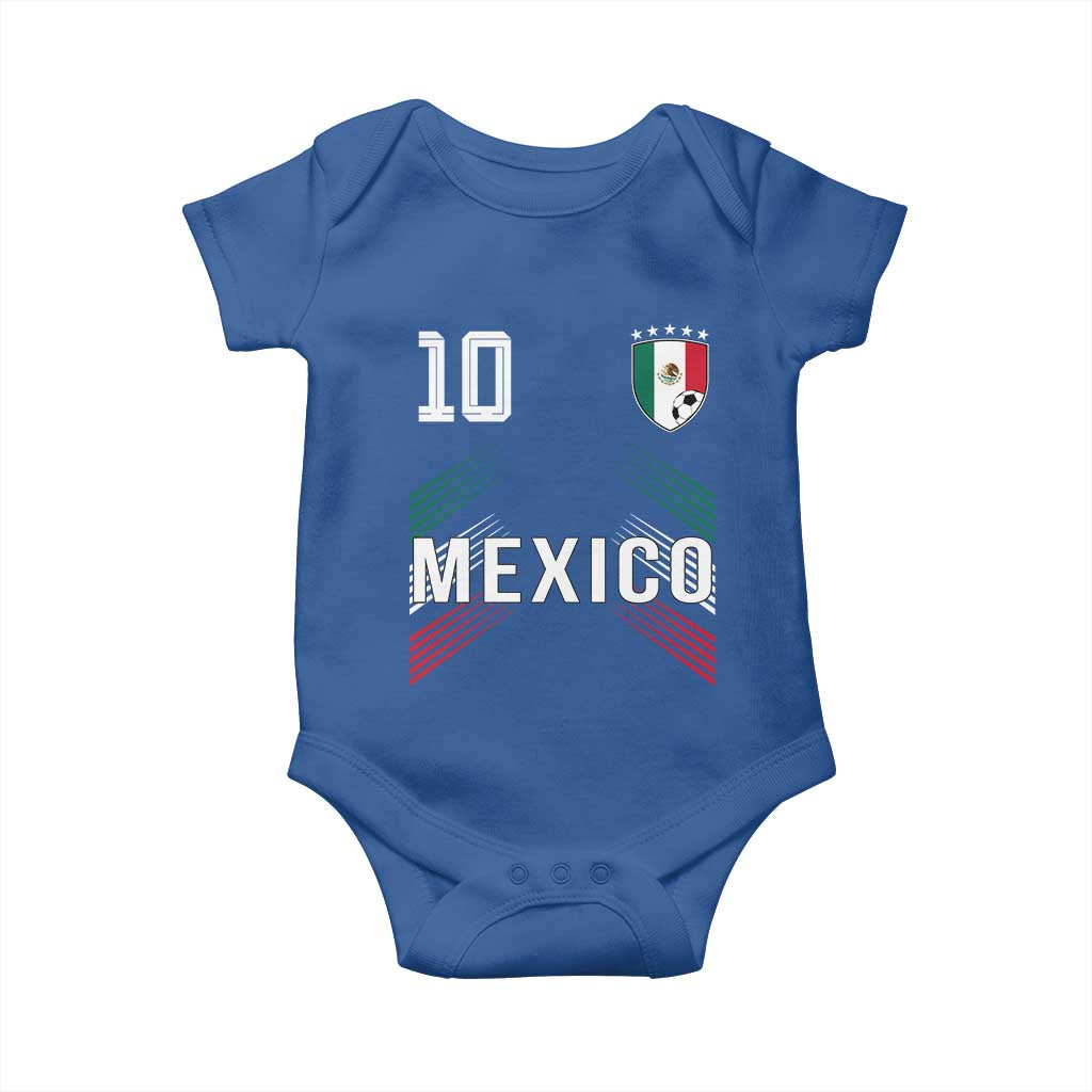 Mexico Soccer Sports Graphic Number 10 Jersey Style Baby Onesie Proud Mexican Football Fans Game Day Pride TS02 Royal Blue Print Your Wear