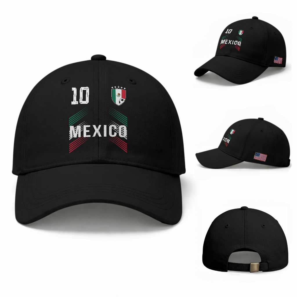 Mexico Soccer Sports Graphic Number 10 Jersey Style Baseball Cap Proud Mexican Football Fans Game Day Pride TS02 Baseball Cap Universal Fit Black Print Your Wear