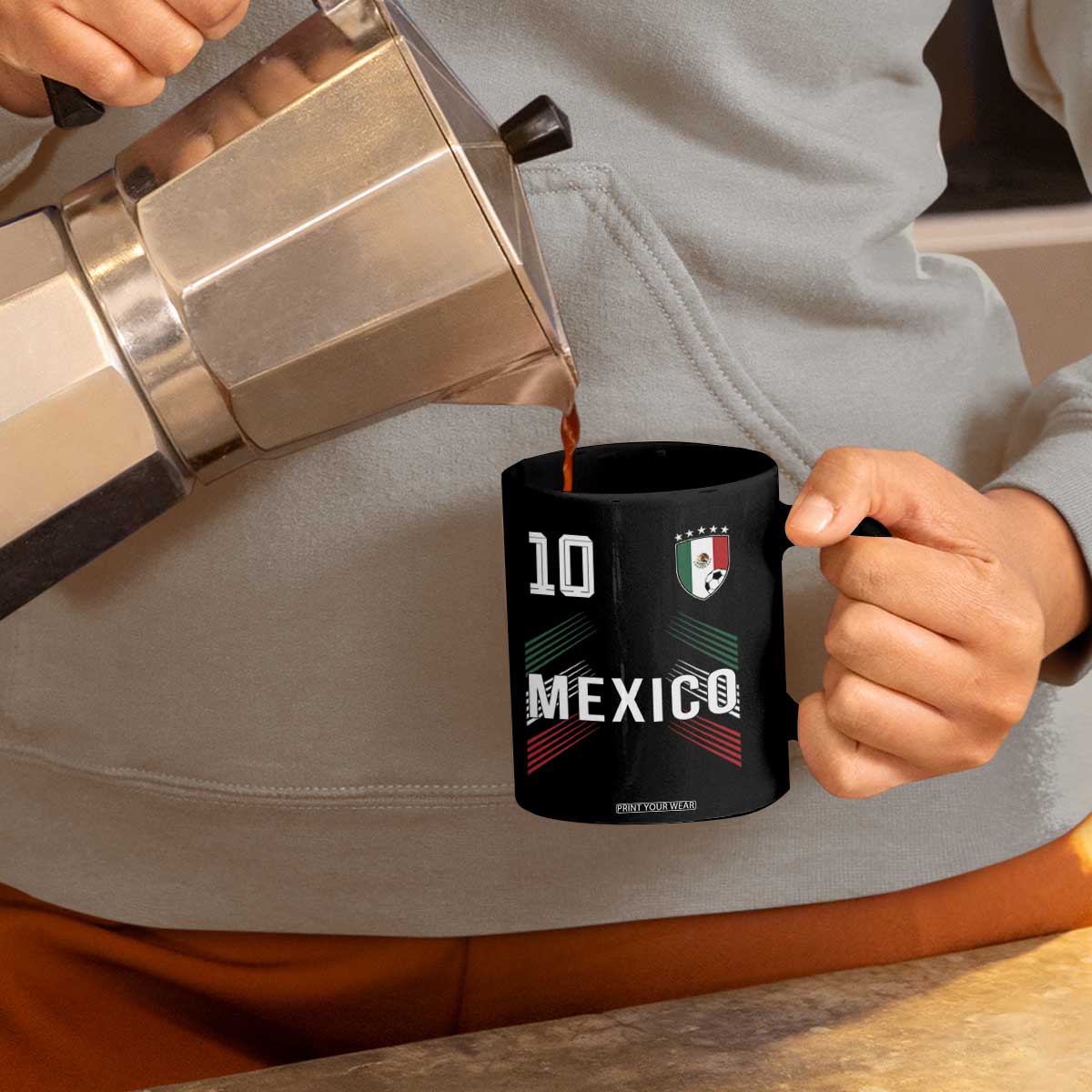 Mexico Soccer Sports Graphic Number 10 Jersey Style Coffee Mug Proud Mexican Football Fans Game Day Pride TS02 Print Your Wear