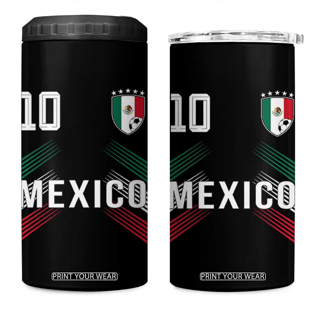 Mexico Soccer Sports Graphic Number 10 Jersey Style 4 in 1 Can Cooler Tumbler Proud Mexican Football Fans Game Day Pride TS02 One Size: 16 oz Black Print Your Wear