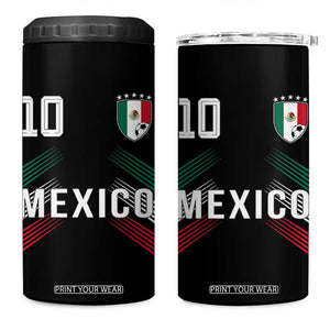 Mexico Soccer Sports Graphic Number 10 Jersey Style 4 in 1 Can Cooler Tumbler Proud Mexican Football Fans Game Day Pride TS02 One Size: 16 oz Black Print Your Wear
