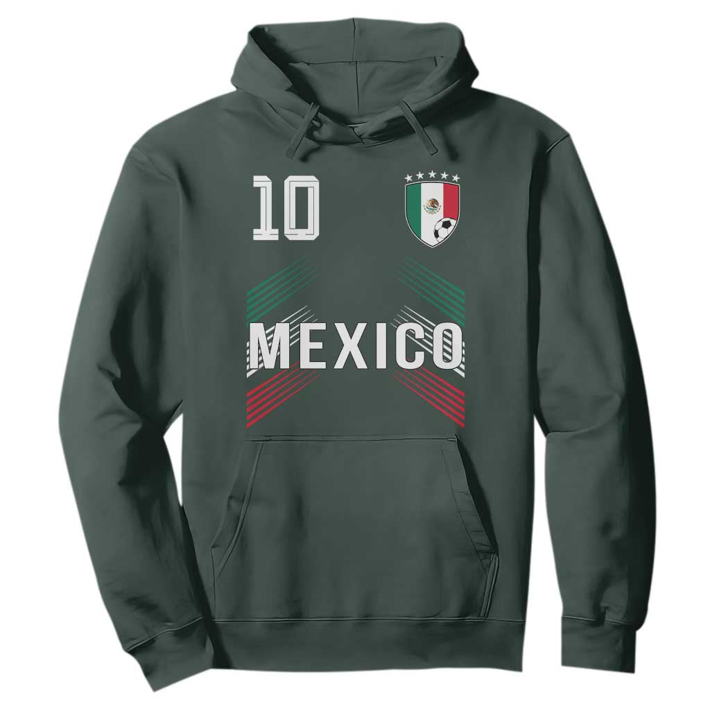 Mexico Soccer Sports Graphic Number 10 Jersey Style Hoodie Proud Mexican Football Fans Game Day Pride TS02 Dark Forest Green Print Your Wear