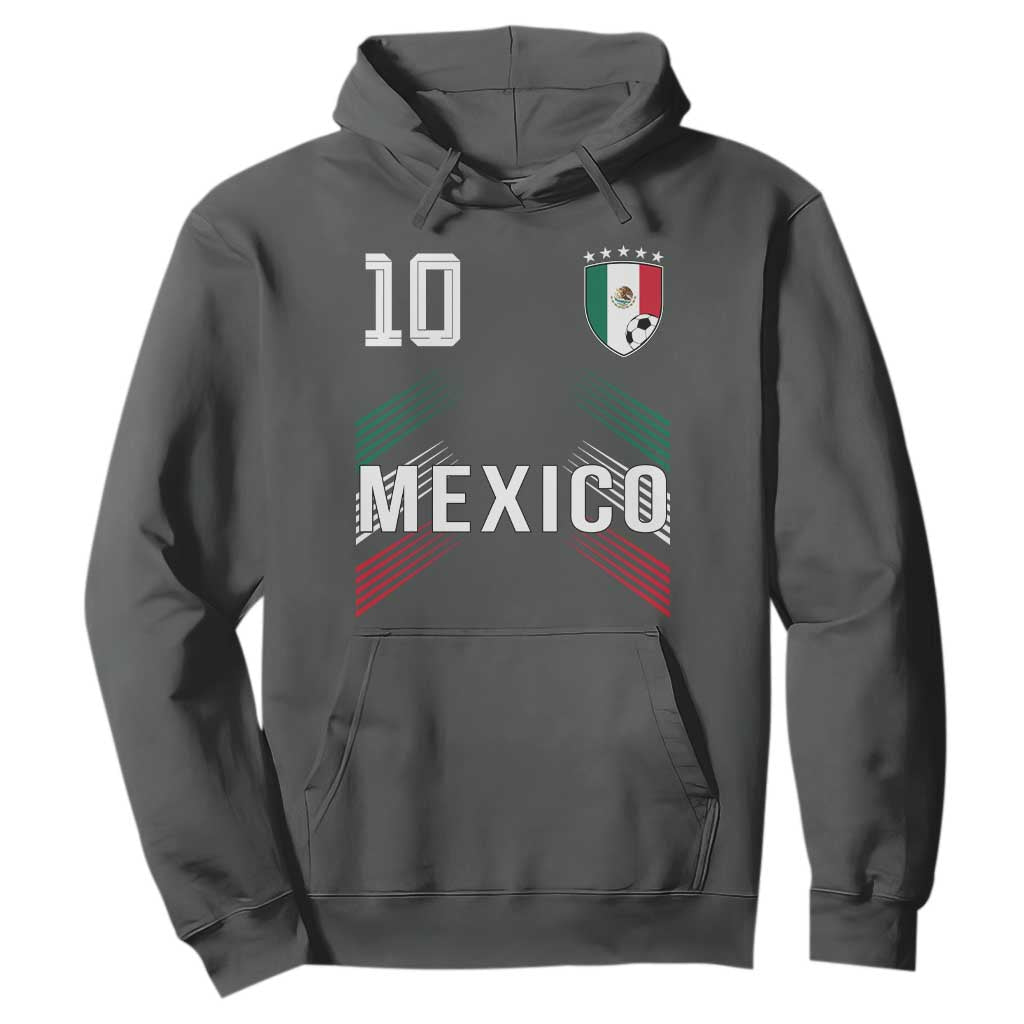 Mexico Soccer Sports Graphic Number 10 Jersey Style Hoodie Proud Mexican Football Fans Game Day Pride TS02 Dark Heather Print Your Wear
