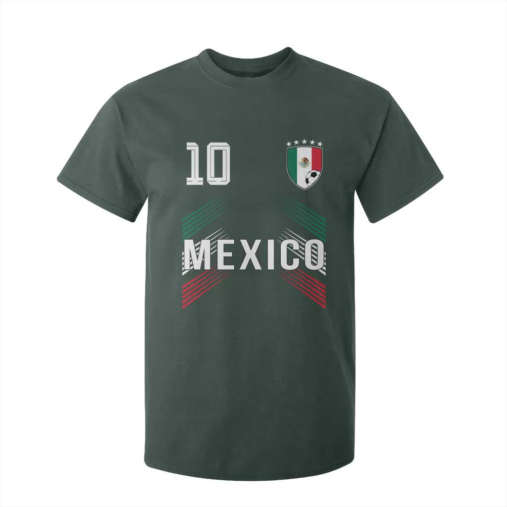 Mexico Soccer Sports Graphic Number 10 Jersey Style T Shirt For Kid Proud Mexican Football Fans Game Day Pride TS02 Dark Forest Green Print Your Wear