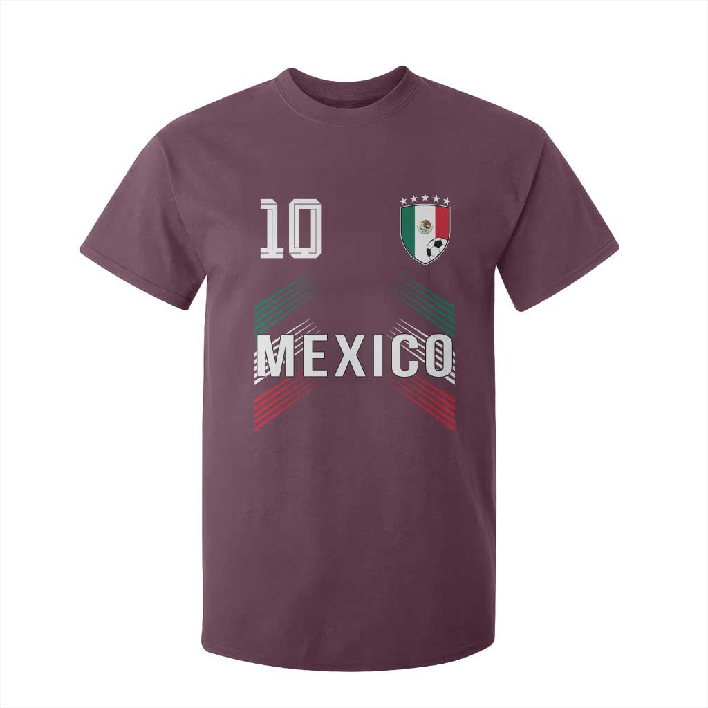 Mexico Soccer Sports Graphic Number 10 Jersey Style T Shirt For Kid Proud Mexican Football Fans Game Day Pride TS02 Maroon Print Your Wear