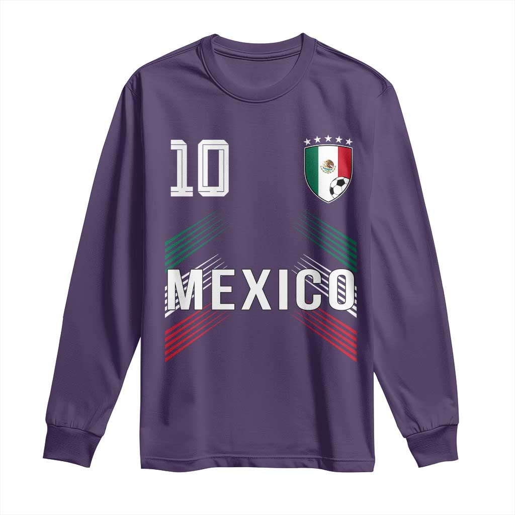 Mexico Soccer Sports Graphic Number 10 Jersey Style Long Sleeve Shirt Proud Mexican Football Fans Game Day Pride TS02 Purple Print Your Wear