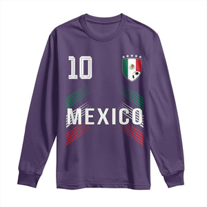 Mexico Soccer Sports Graphic Number 10 Jersey Style Long Sleeve Shirt Proud Mexican Football Fans Game Day Pride TS02 Purple Print Your Wear