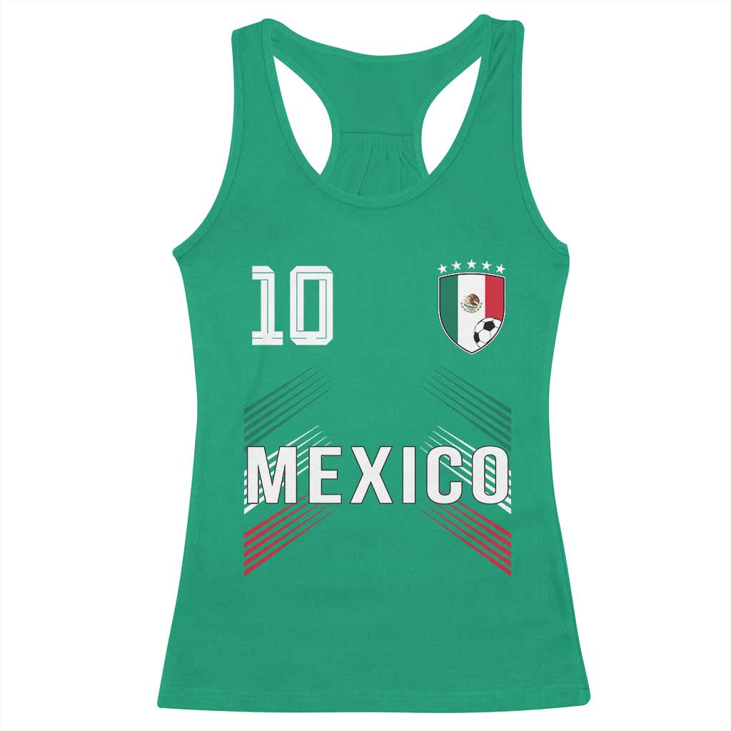 Mexico Soccer Sports Graphic Number 10 Jersey Style Racerback Tank Top Proud Mexican Football Fans Game Day Pride TS02 Irish Green Print Your Wear