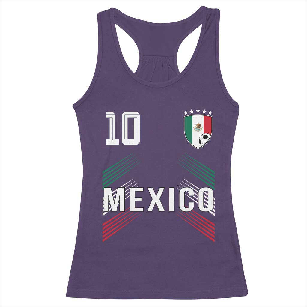 Mexico Soccer Sports Graphic Number 10 Jersey Style Racerback Tank Top Proud Mexican Football Fans Game Day Pride TS02 Purple Print Your Wear