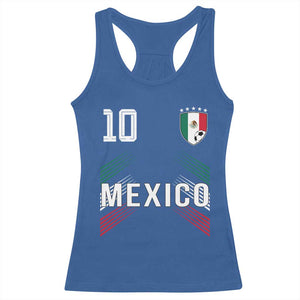 Mexico Soccer Sports Graphic Number 10 Jersey Style Racerback Tank Top Proud Mexican Football Fans Game Day Pride TS02 Royal Blue Print Your Wear