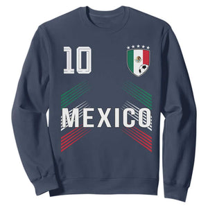 Mexico Soccer Sports Graphic Number 10 Jersey Style Sweatshirt Proud Mexican Football Fans Game Day Pride TS02 Navy Print Your Wear