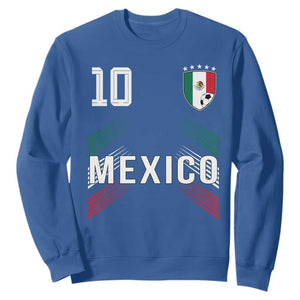 Mexico Soccer Sports Graphic Number 10 Jersey Style Sweatshirt Proud Mexican Football Fans Game Day Pride TS02 Royal Blue Print Your Wear