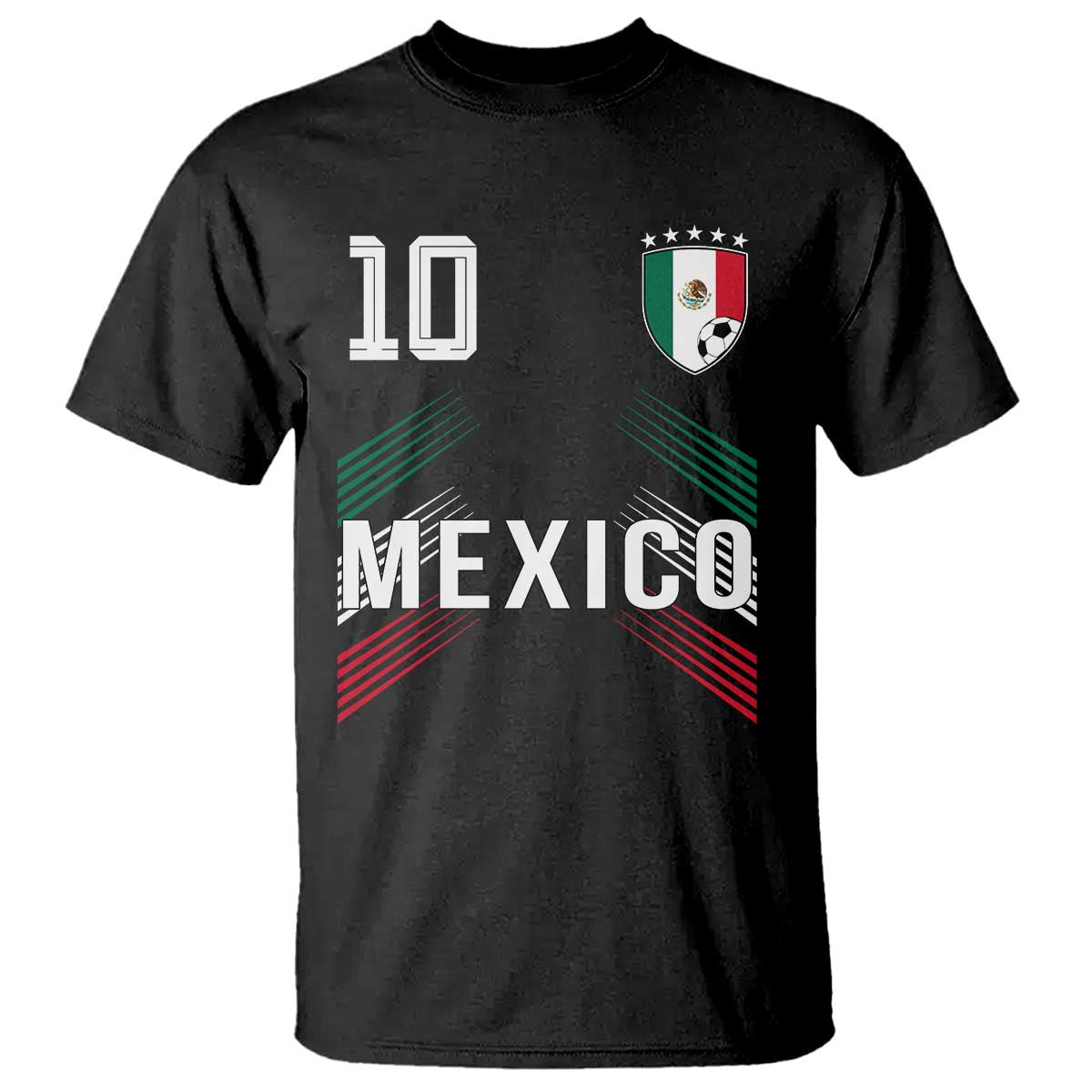 Mexico Soccer Sports Graphic Number 10 Jersey Style T Shirt Proud Mexican Football Fans Game Day Pride TS02 Black Print Your Wear