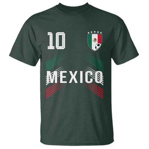 Mexico Soccer Sports Graphic Number 10 Jersey Style T Shirt Proud Mexican Football Fans Game Day Pride TS02 Dark Forest Green Print Your Wear