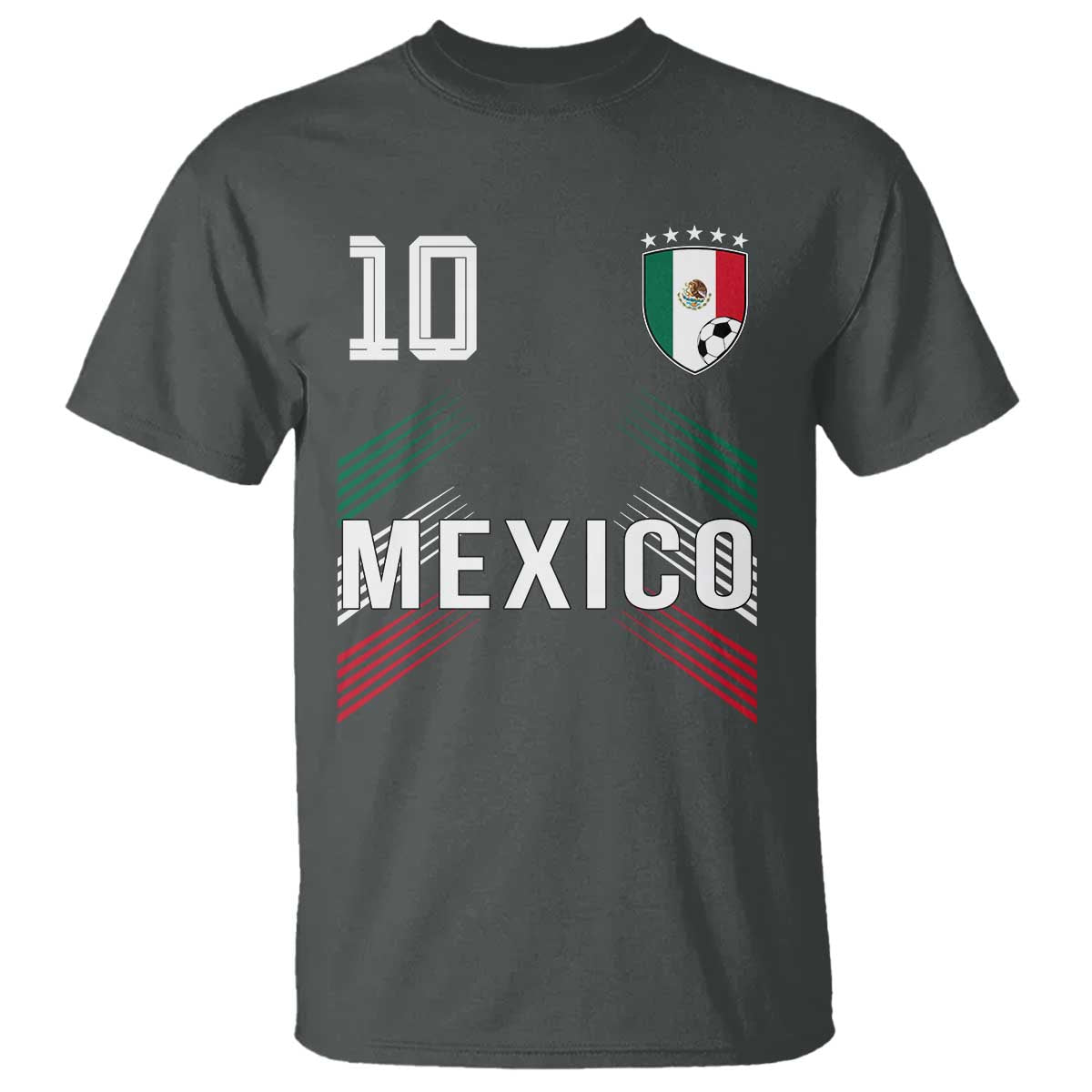 Mexico Soccer Sports Graphic Number 10 Jersey Style T Shirt Proud Mexican Football Fans Game Day Pride TS02 Dark Heather Print Your Wear