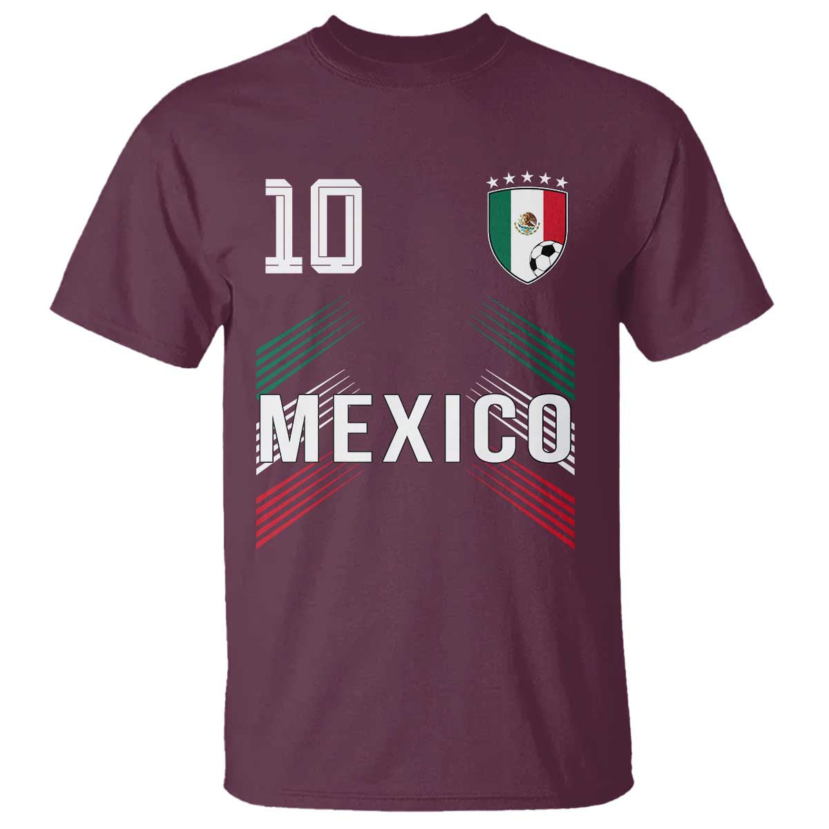 Mexico Soccer Sports Graphic Number 10 Jersey Style T Shirt Proud Mexican Football Fans Game Day Pride TS02 Maroon Print Your Wear