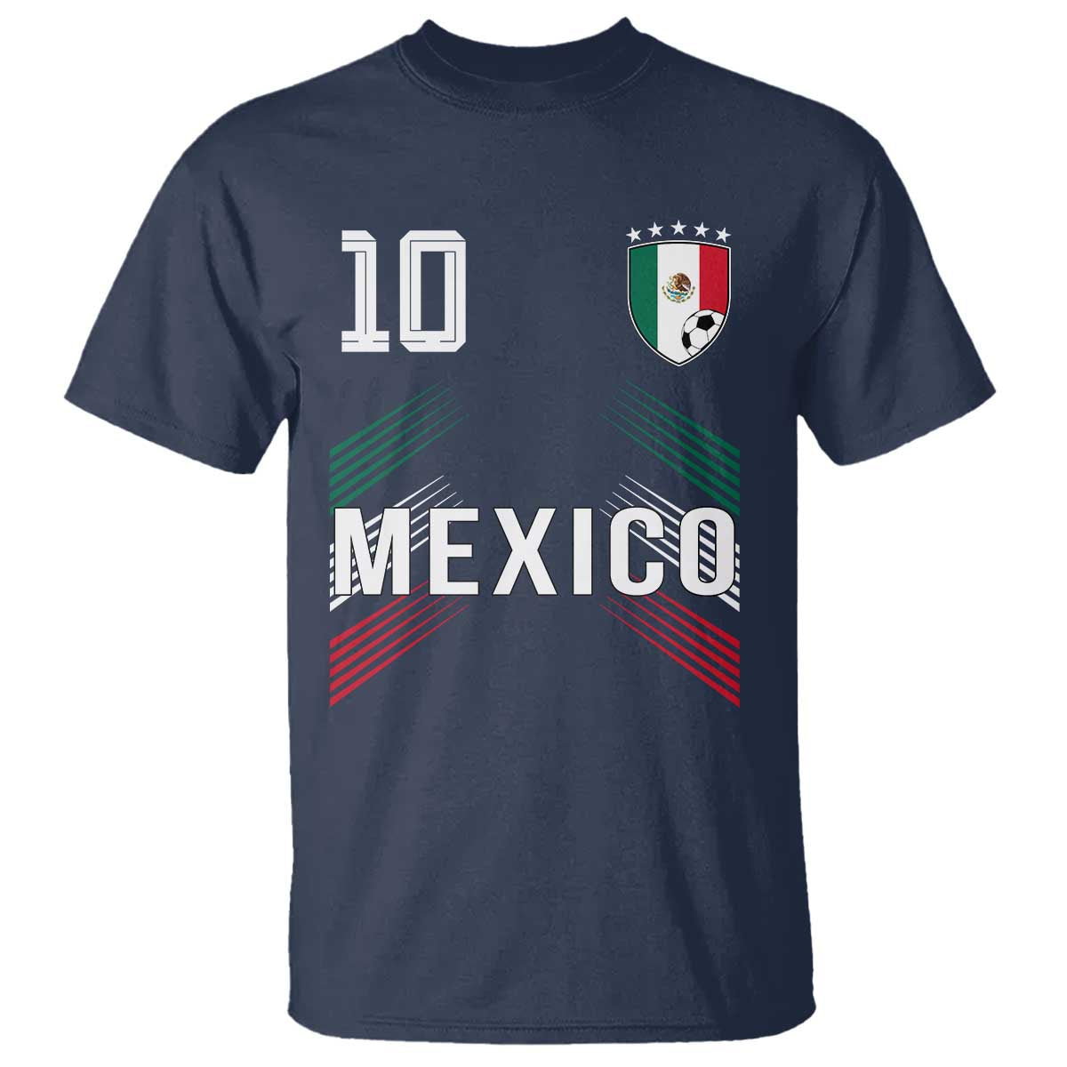 Mexico Soccer Sports Graphic Number 10 Jersey Style T Shirt Proud Mexican Football Fans Game Day Pride TS02 Navy Print Your Wear