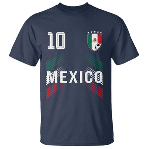 Mexico Soccer Sports Graphic Number 10 Jersey Style T Shirt Proud Mexican Football Fans Game Day Pride TS02 Navy Print Your Wear