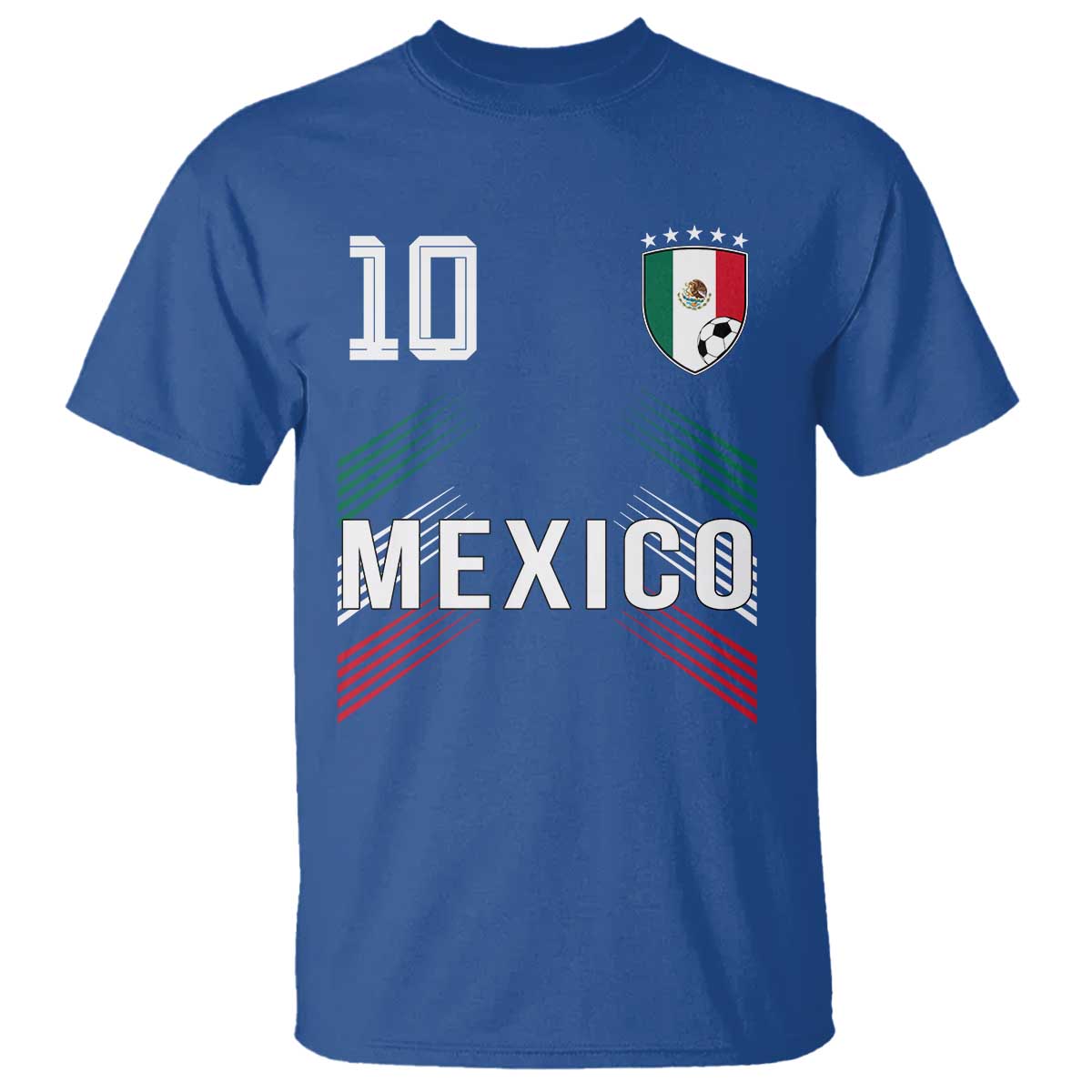Mexico Soccer Sports Graphic Number 10 Jersey Style T Shirt Proud Mexican Football Fans Game Day Pride TS02 Royal Blue Print Your Wear