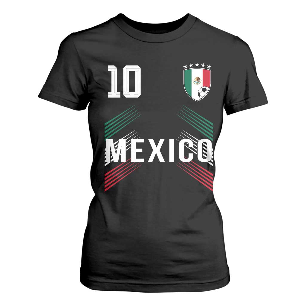 Mexico Soccer Sports Graphic Number 10 Jersey Style T Shirt For Women Proud Mexican Football Fans Game Day Pride TS02 Black Print Your Wear