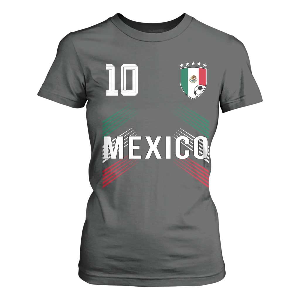 Mexico Soccer Sports Graphic Number 10 Jersey Style T Shirt For Women Proud Mexican Football Fans Game Day Pride TS02 Dark Heather Print Your Wear