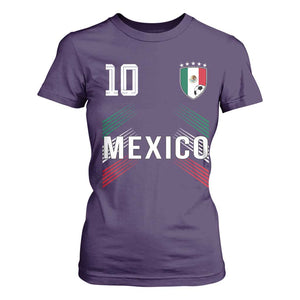 Mexico Soccer Sports Graphic Number 10 Jersey Style T Shirt For Women Proud Mexican Football Fans Game Day Pride TS02 Purple Print Your Wear