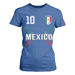 Mexico Soccer Sports Graphic Number 10 Jersey Style T Shirt For Women Proud Mexican Football Fans Game Day Pride TS02 Royal Blue Print Your Wear