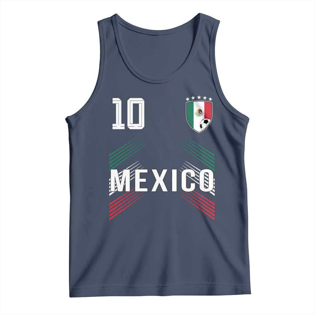 Mexico Soccer Sports Graphic Number 10 Jersey Style Tank Top Proud Mexican Football Fans Game Day Pride TS02 Navy Print Your Wear