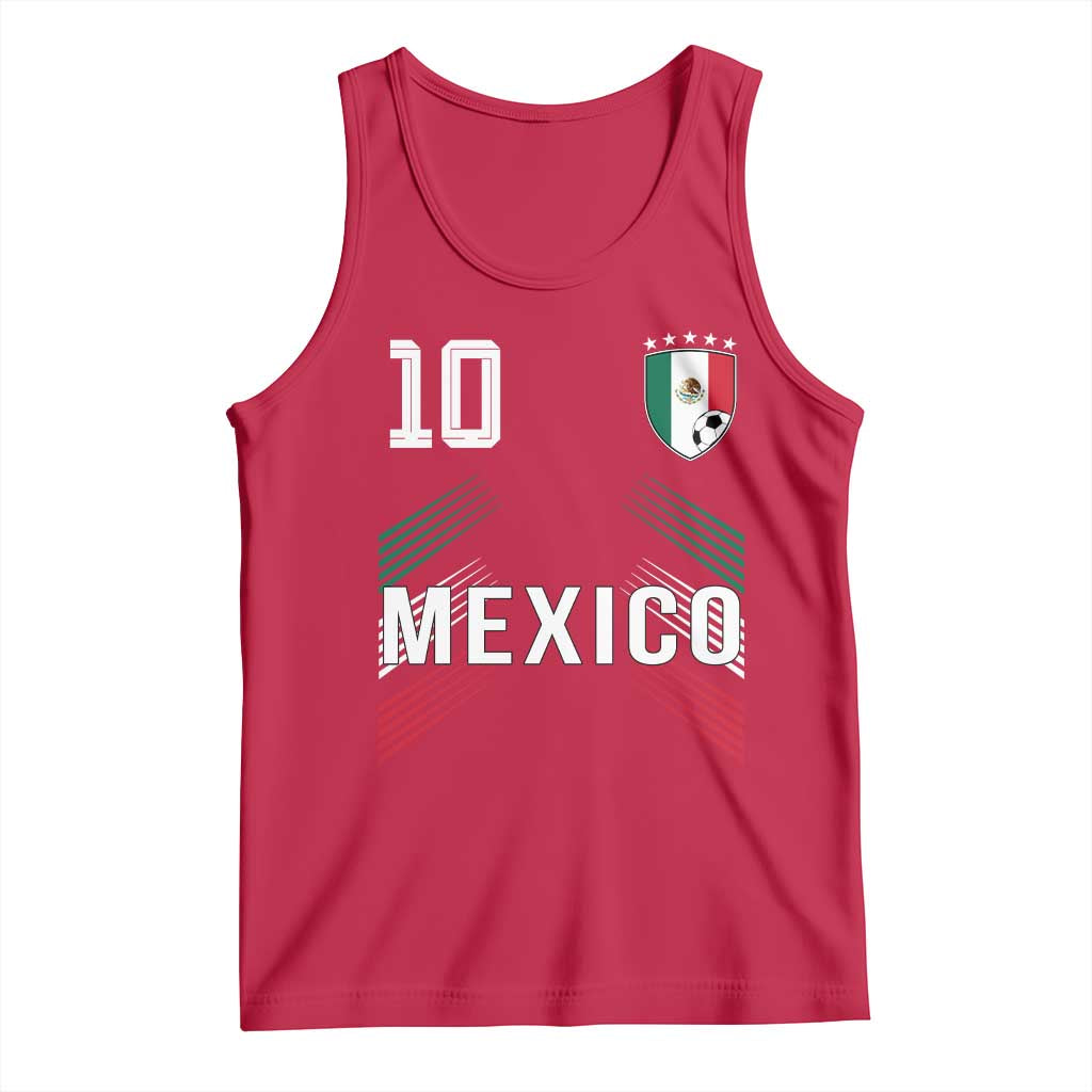 Mexico Soccer Sports Graphic Number 10 Jersey Style Tank Top Proud Mexican Football Fans Game Day Pride TS02 Red Print Your Wear