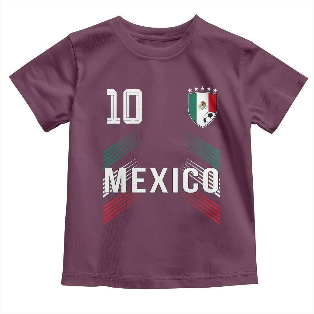 Mexico Soccer Sports Graphic Number 10 Jersey Style Toddler T Shirt Proud Mexican Football Fans Game Day Pride TS02 Maroon Print Your Wear