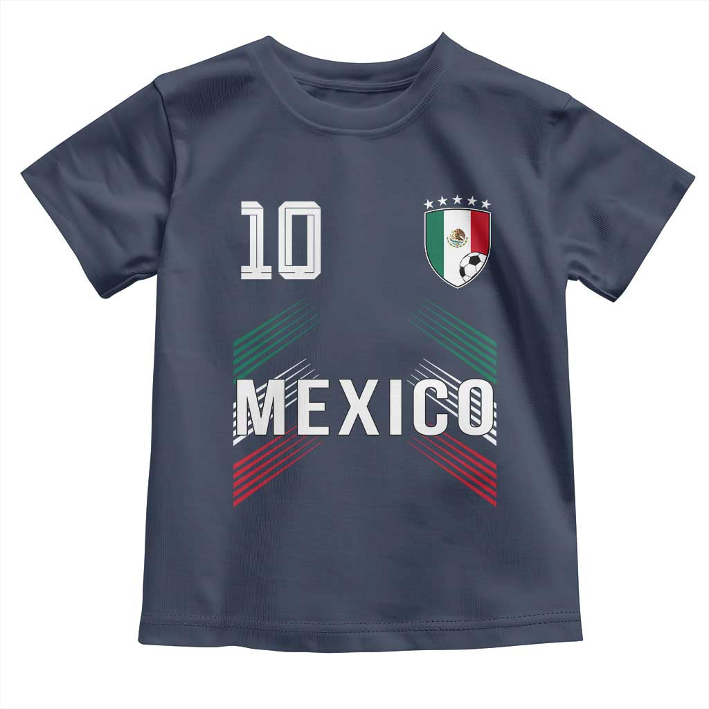 Mexico Soccer Sports Graphic Number 10 Jersey Style Toddler T Shirt Proud Mexican Football Fans Game Day Pride TS02 Navy Print Your Wear