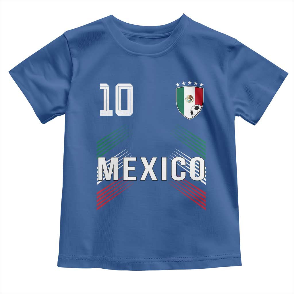 Mexico Soccer Sports Graphic Number 10 Jersey Style Toddler T Shirt Proud Mexican Football Fans Game Day Pride TS02 Royal Blue Print Your Wear