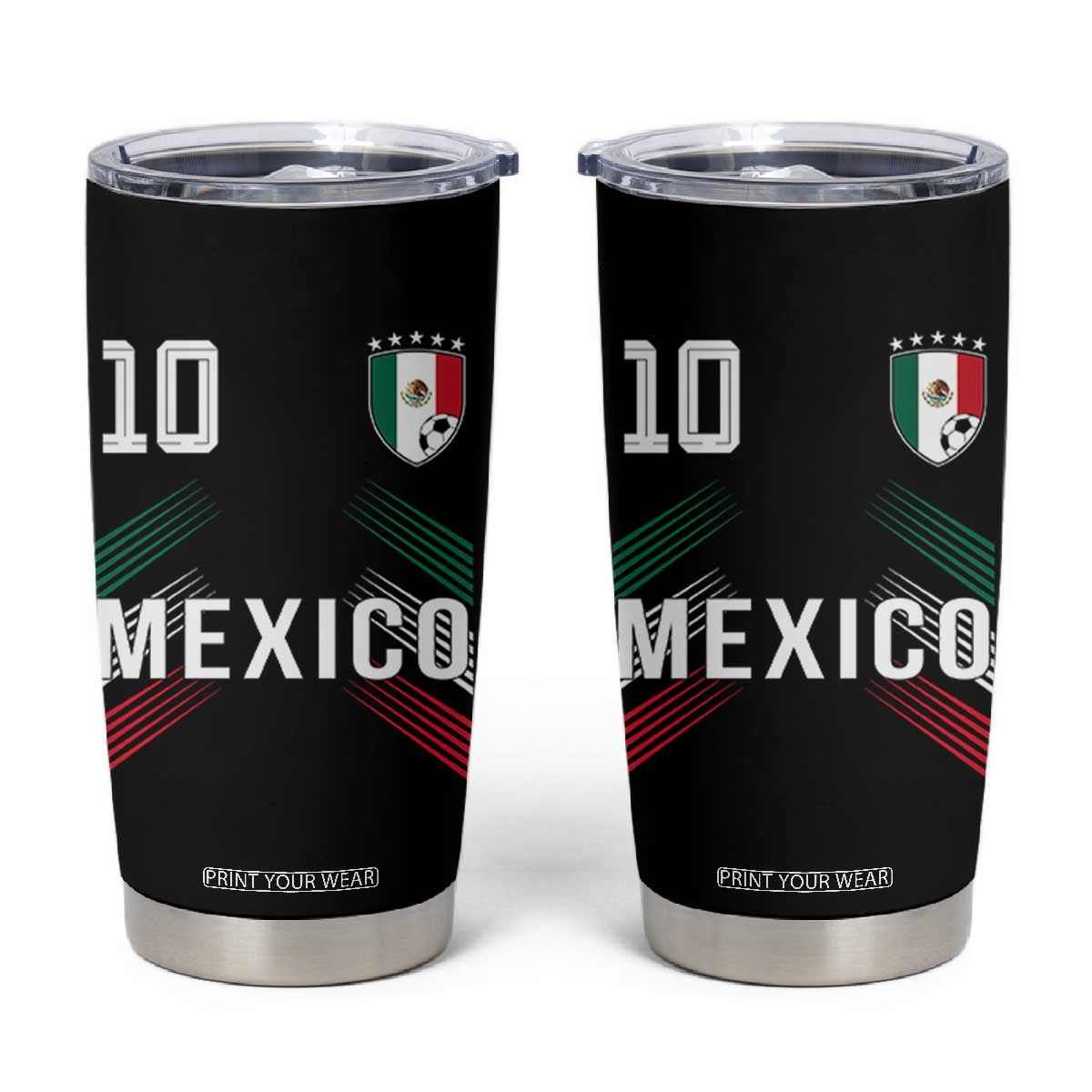Mexico Soccer Sports Graphic Number 10 Jersey Style Tumbler Cup Proud Mexican Football Fans Game Day Pride TS02 Black Print Your Wear
