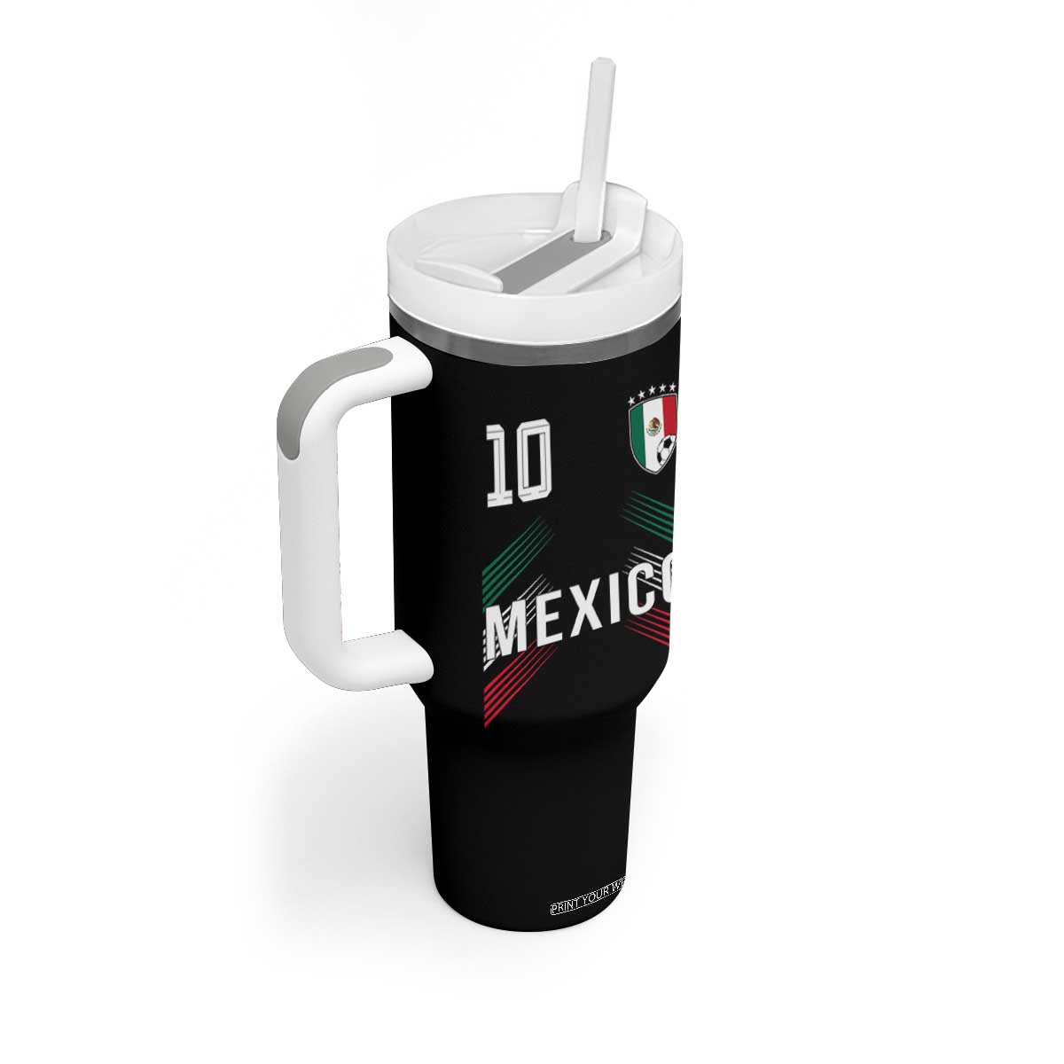 Mexico Soccer Sports Graphic Number 10 Jersey Style Tumbler With Handle Proud Mexican Football Fans Game Day Pride TS02 Print Your Wear