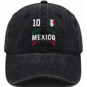 Mexico Soccer Sports Graphic Number 10 Jersey Style Washed Cotton Baseball Cap Proud Mexican Football Fans Game Day Pride TS02 Print Your Wear