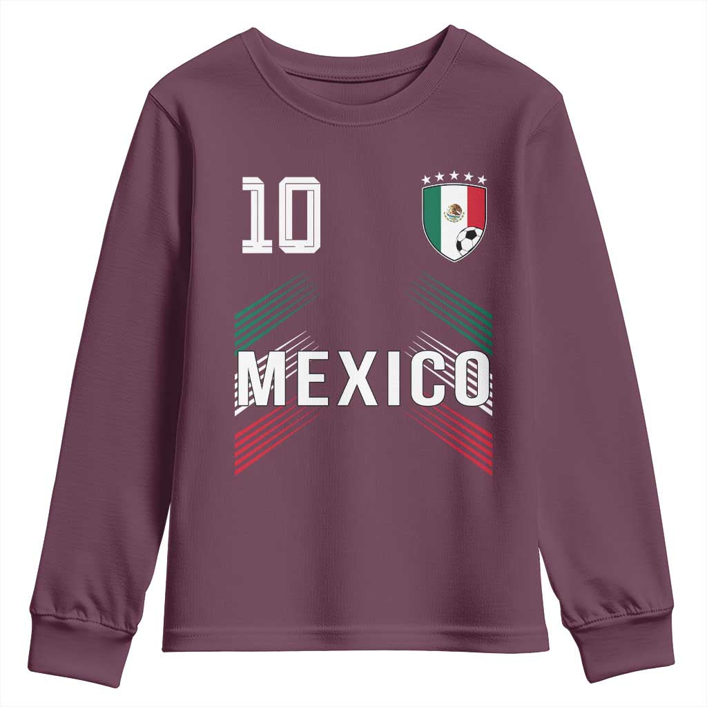 Mexico Soccer Sports Graphic Number 10 Jersey Style Youth Sweatshirt Proud Mexican Football Fans Game Day Pride TS02 Maroon Print Your Wear
