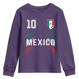Mexico Soccer Sports Graphic Number 10 Jersey Style Youth Sweatshirt Proud Mexican Football Fans Game Day Pride TS02 Purple Print Your Wear