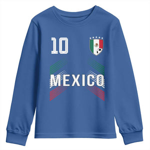 Mexico Soccer Sports Graphic Number 10 Jersey Style Youth Sweatshirt Proud Mexican Football Fans Game Day Pride TS02 Royal Blue Print Your Wear