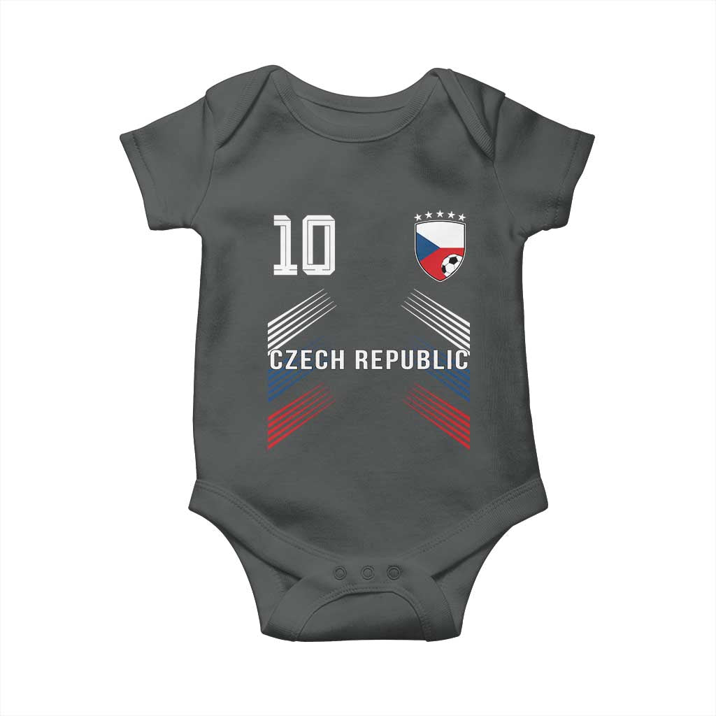 Czech Republic Soccer Sports Graphic Number 10 Jersey Style Baby Onesie Proud Czechia Football Fans Game Day Pride TS02 Dark Heather Print Your Wear