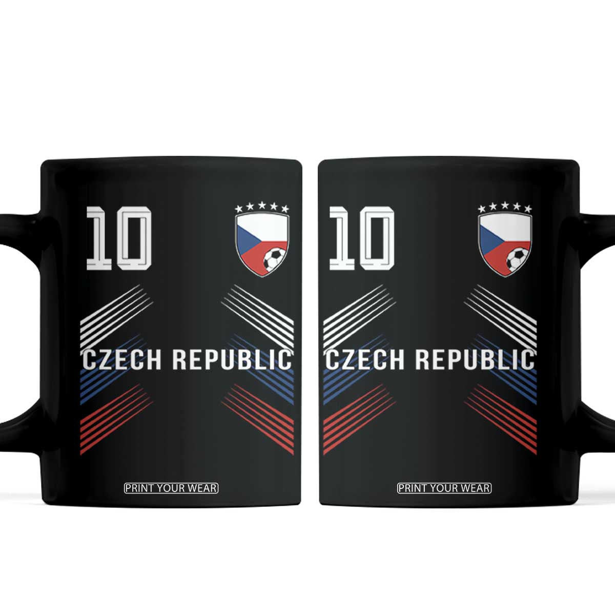 Czech Republic Soccer Sports Graphic Number 10 Jersey Style Coffee Mug Proud Czechia Football Fans Game Day Pride TS02 Black Print Your Wear