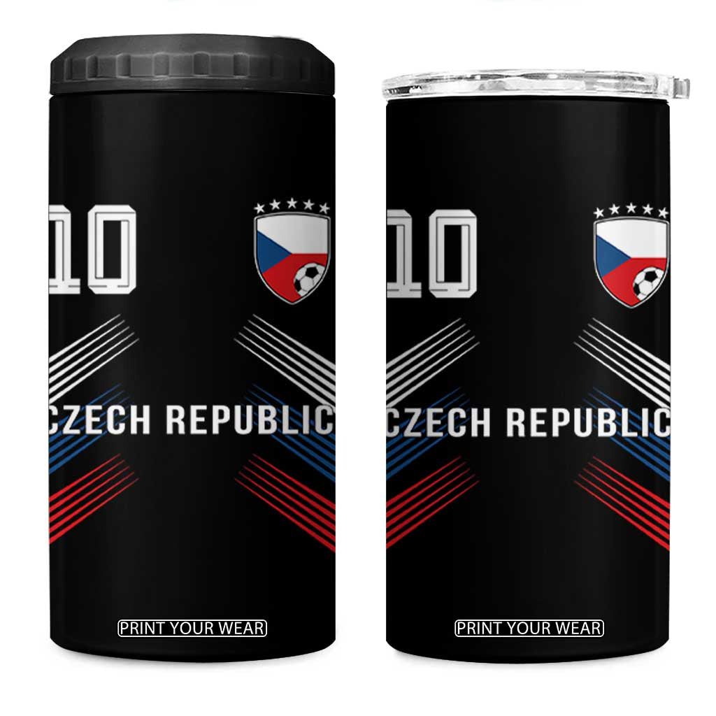 Czech Republic Soccer Sports Graphic Number 10 Jersey Style 4 in 1 Can Cooler Tumbler Proud Czechia Football Fans Game Day Pride TS02 One Size: 16 oz Black Print Your Wear