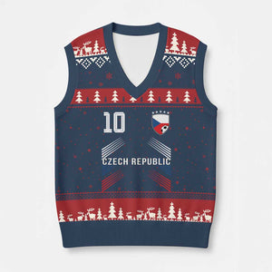 Czech Republic Soccer Sports Graphic Number 10 Jersey Style V-Neck Knit Sweater Vest Proud Czechia Football Fans Game Day Pride TS02 Navy Red Print Your Wear