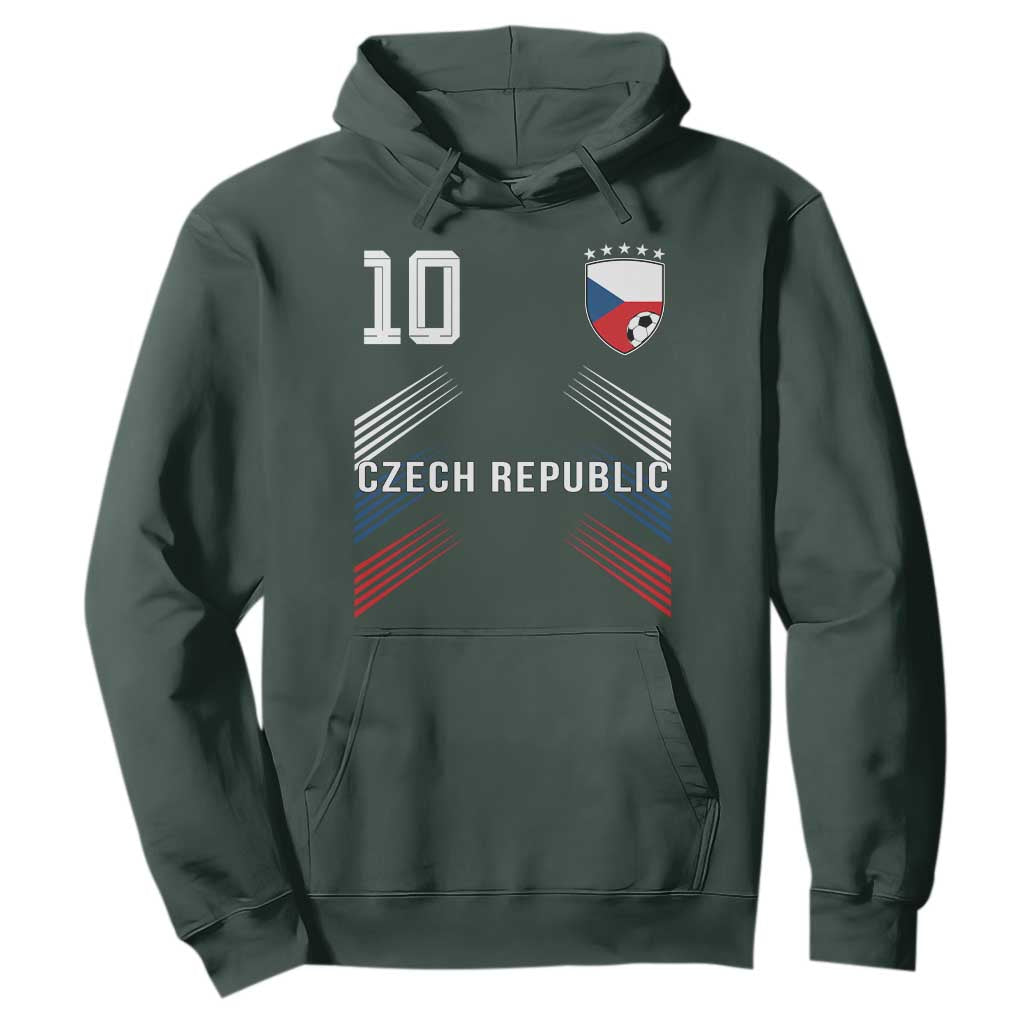 Czech Republic Soccer Sports Graphic Number 10 Jersey Style Hoodie Proud Czechia Football Fans Game Day Pride TS02 Dark Forest Green Print Your Wear